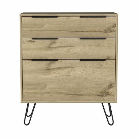 Homeroots 30" Brown and Black Three Drawer Dresser 478261