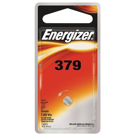Energizer Coin Cell Battery, 1.5 V Battery, 14 mAh, Silver Oxide 379BPZ