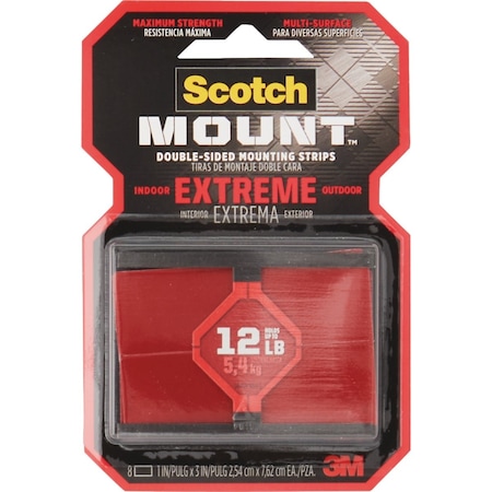 Scotch Mount 1''x3'' Extreme Double-Sided Mounting Strips, 8-Count 414H-ST