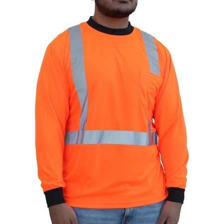 Glow Shield Class 2, Orange Long Sleeve Open Weave Mesh, 2" Silver Reflective Tape 3XL HW202FO 3XL