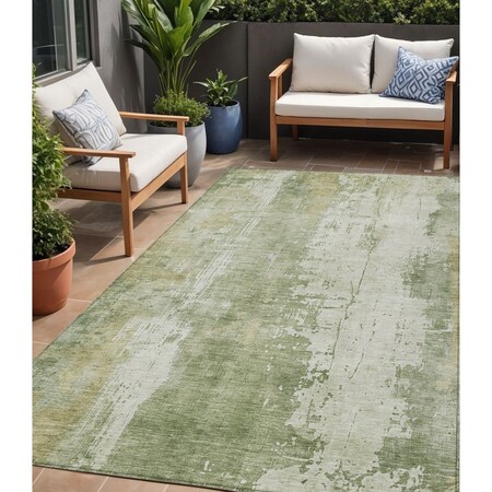 Homeroots 5' X 8' Sage And Ivory Abstract Washable Indoor Outdoor Area Rug 616191