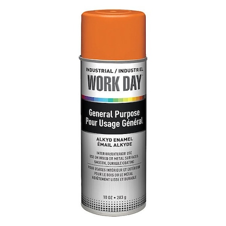 Work Day Spray Paint, Orange, Gloss, Solvent, 10 oz A04413007