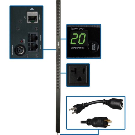 Tripp Lite PDU, Monitored, 5-15R, 5-20P, L5-20P, 10 ft. PDUMNV20