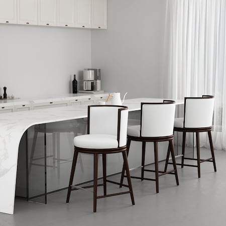 Manhattan Comfort Evalyn Counter Stool  in White - Set of 3 3-CS021-WH