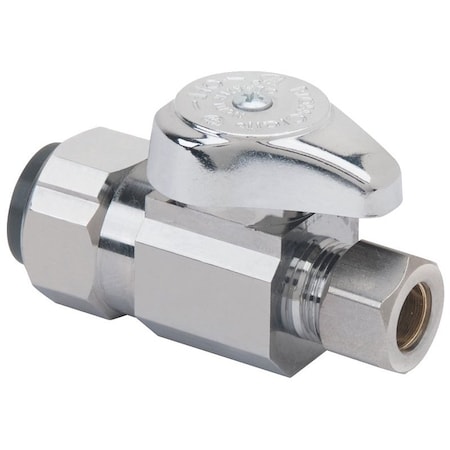 Brasscraft Stop Valve, 1/2 x 3/8 in Connection, Push-Connect x Compression, 125 psi Pressure, Brass Body G2PS14X CD