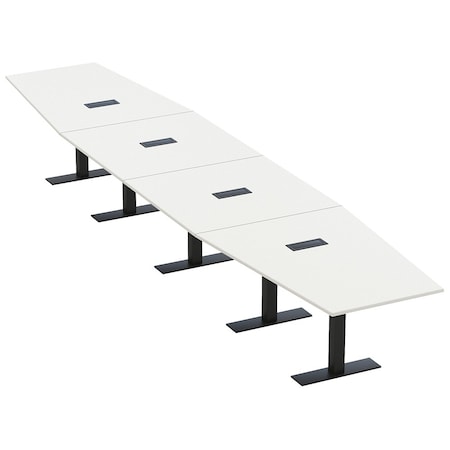 Skutchi Designs 18ft Hexagon Conference Table With Power | Harmony Series | 18 Person Meeting Room Table HAR-HEX.IR-48X216-T.BK-W960-EBLK