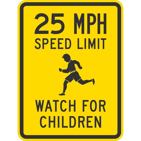Lyle 25 MPH Speed Limit Watch For Children (w/graphic), 18x24, Engineer Grade, White G-10104-EG_18x24
