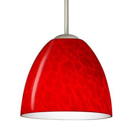 Besa Lighting Besa Sasha Pendant, Red Cloud, Satin Nickel Finish, 1x 9W LED 1BT-7572RC-LED-SN