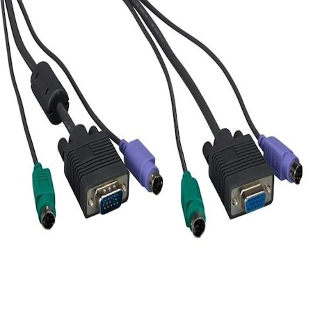 Sanoxy 15ft Super Miniature 3 in 1 KVM Cable, Super PS/2 Keyboard & Mouse, W/ Ferrite 1 End Only, Black SNX-CBL-LDR-KV103-1215