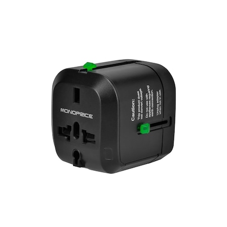 Monoprice Plug Adapter, Surge, Plug Converter, 5-15R, 1-15P, 0 ft., Black 9876