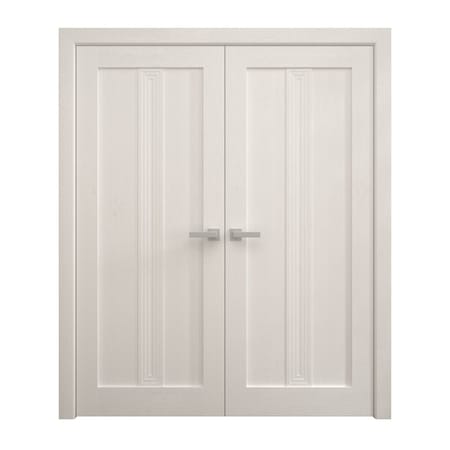 Sartodoors Interior Solid French Double Doors 84 x 80 inches, Ego 5006 Painted White Oak, Wood Interior Solid EGO5006DD-PWO-84