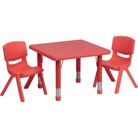 Flash Furniture Square Activity Table, Plastic, Steel, Red YU-YCX-0023-2-SQR-TBL-RED-R-GG
