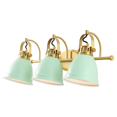 Jonathan Y Phineas 25.5" 3-Light Adjustable Farmhouse Bohemian Iron LED Vanity Light, Mint Green/Brass Gold JYL1116D