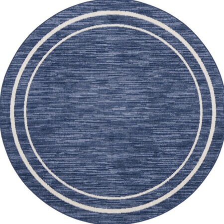 Homeroots 4' Navy Blue And Ivory Round Indoor Outdoor Area Rug 545975