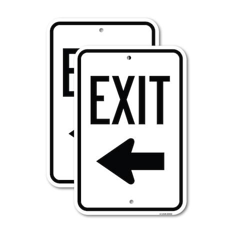 Signmission Parking Lot Sign Exit Sign Left Arrow, 12'' X 18'' 2 Signs, Heavy Gauge Aluminum, 2PK A-1218-2PACK-23422