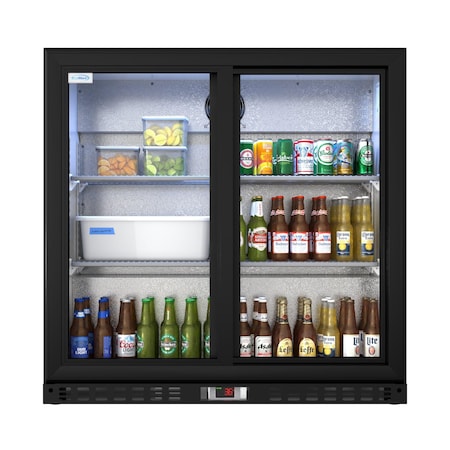 Koolmore Two Door Back Bar Cooler Counter Height Beverage Refrigerator, Mini Drink Fridge For Home Bar BC-2DSL-BK