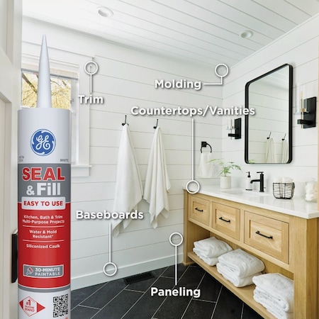 Ge Seal & Fill Multi-Purpose Kitchen & Bath Sealant White 10 Oz. Cartridge 3005218