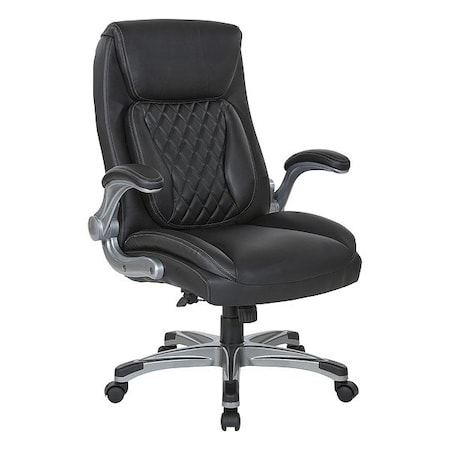 Office Star Products Office Chair, Black, Leather, Swivel ECH75137-EC3
