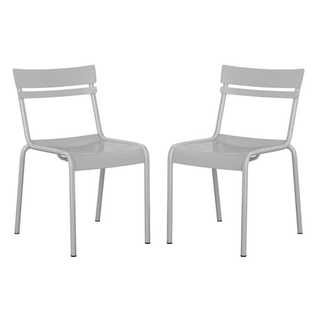 Flash Furniture Silver All-Weather Armless Steel Dining Chair, 2PK 2-XU-CH-10318-SIL-GG