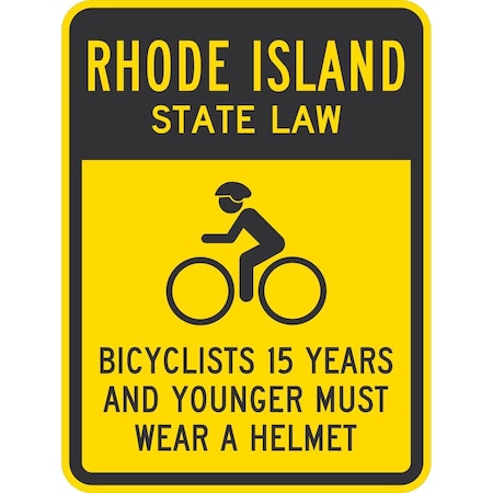 Lyle Bicyclists 15 Years And Younger Must Wear A Helmet (Cyc, 18x24, High Intensity Prismatic, Yellow G-10793-HI_18x24
