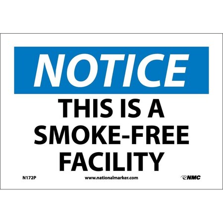 Nmc Notice This Is A Smoke-Free Facility Sign, N172P N172P