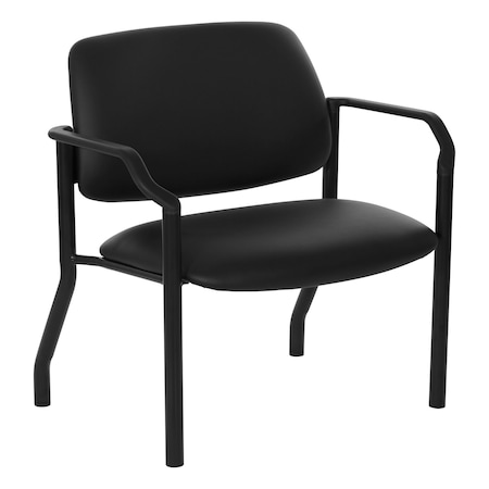 Office Star Products Big and Tall Guest Chair in Dillon Black Fabric with soft PU Arms, Sturdy Black Metal Chair 55051B-R107