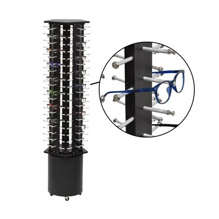 Specialty Store Services Black Wooden Floor Standing Eyewear Spinner, Holds 90 Pairs Of Glasses 3674BK