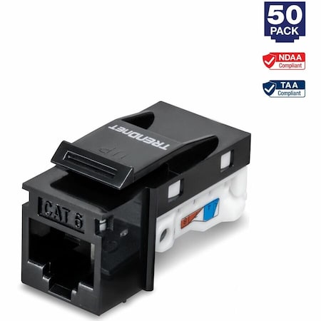 Trendnet Cat6 Keystone Jack 50 Pk Black TC-K50C6BK