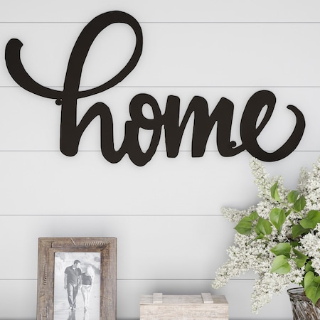 Lavish Home Home Wall Decor Decorative 3D Metal Cutout Word Art Sign for Modern and Vintage Farmhouse, Brown 80-WALLSGN-WRD7