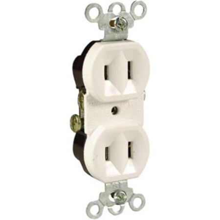 Legrand Straight Blade Receptacle, 5-15R, 15 A, 125V AC, 2 Pole, 2 Wire, Non-Grounded 4025WCC20
