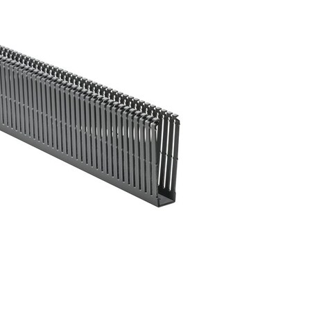 Hellerman Tyton High-Density Slotted Wall Wiring Duct, 1 x 4", 6 ft Sections, Non-Adhesive, PVC, Gray, 60ft/ctn, 60PK 184-14002