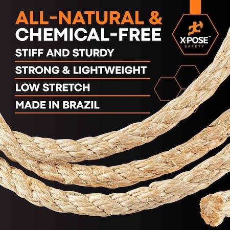 Xpose Safety Sisal Rope 1/4inx50ft SR14-50-X
