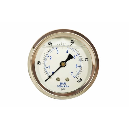 Zenport Glycerin Liquid Filled Pressure Gauge, 0-100 PSI, 3PK BLPG100