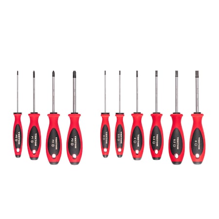 Tekton Phillips and Slotted Screwdriver Set, 4 IN Shanks, 10-Piece, #0-#3, 3-8 mm DWZ90006