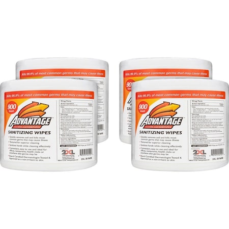 2Xl Advantage Sanitizing Wipes, 6" W x 8" L Roll, White, 900 PK TXLL36CT