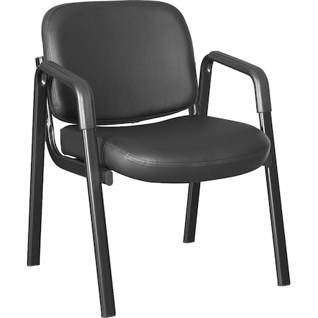 Lorell Deluxe Leather 4-Leg Guest Chair with Arms, Black LLR84594