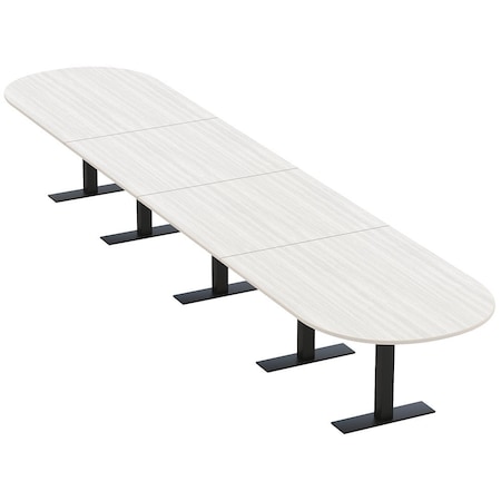 Skutchi Designs 20ft Conference Table With Power Unit | 20 Person Modular Racetrack Meeting Table | Harmony Series HAR-RAC-48X240-T.BK-WA7976-NA