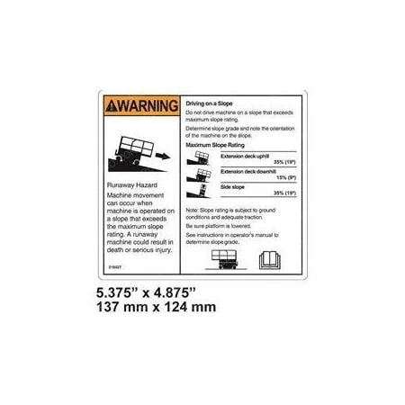 Genie REPLACEMENT DECAL-DANGER-RUNAWAY HAZ 216027GT