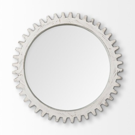 Homeroots 35" White Abstract Wood Framed Accent Mirror 376371