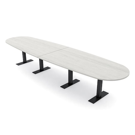 Skutchi Designs 14ft Conference Table With Power Unit | 14 Person Modular Boval Meeting Table | Harmony Series HAR-BOVL-48X168-T.BK-K458-NA