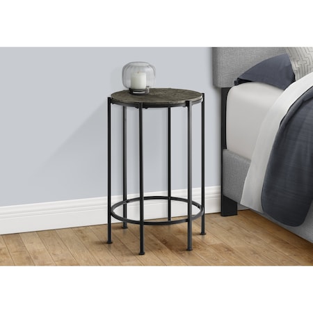 Monarch Specialties Accent Table, Round, Nightstand, Dark Bronze Laminate, Black Metal, Contemporary I 3755