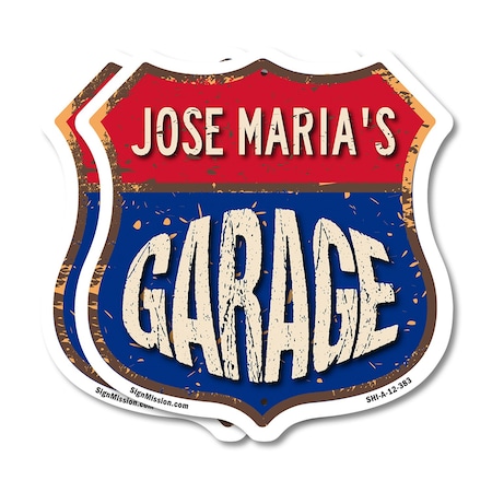 Signmission Jose Maria's Garage, 12 inch X 12 inch, Plastic Sign, 2PK SHI-P-2PACK-12-383-JOSE MARIA