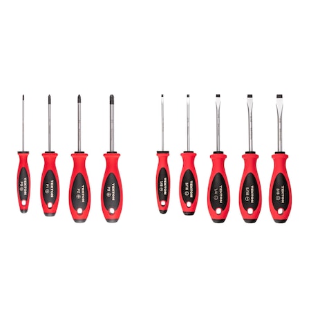Tekton Phillips and Slotted Screwdriver Set - 4 Inch Shanks, 9-Piece (#0 - #3, 1/8 - 3/8 in.) DWZ90003
