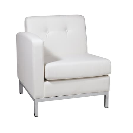 Osp Home Furnishings Wall Street Faux Leather Left Arm Facing Armchair, White WST51LF-W32