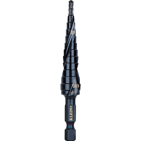 Klein Tools Step Drill Bit, Flute, 1/8 to 1/2-Inch QRST01