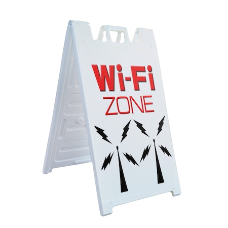 Signmission Wi-fi Zone, A-Frame & 2 Decals Installed, Heavy-Duty Plastic Frame SBHD-D-2436-Wi-fi Zone