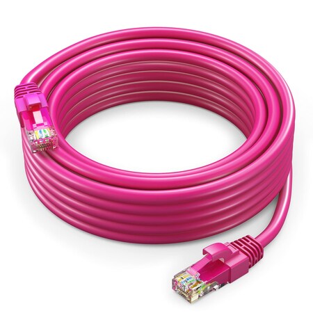 Maximm 30ft Cat6 Round LAN Patch Cable, Pink CAT6-30FTPink