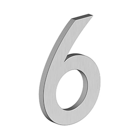 Deltana 4 Stainless Steel House Number 6 with Risers Satin Stainless Steel Finish RNB6U32D