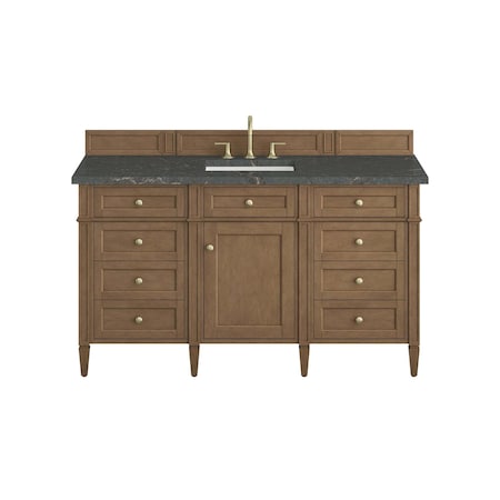James Martin Vanities Brittany 60" Single Vanity, Pecan w/ 3 CM Parisien Bleu Silestone Top 655-V60S-PCN-3PBL