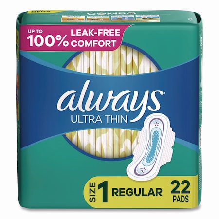 Always Ultra Thin Pads with Wings, Size 1, Regular Absorbency, 264PK 03339